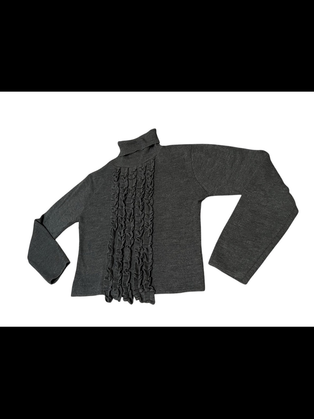 Chiaramente Merino Wool blend Sweater Ruffles Made in Italy Size Medium Gray